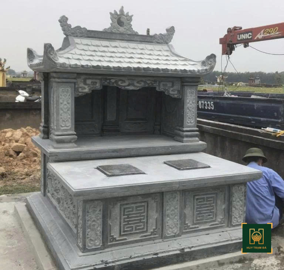 Mẫu Mộ Đôi Có Mái MD12 - Lăng Mộ Đá Thanh Hóa