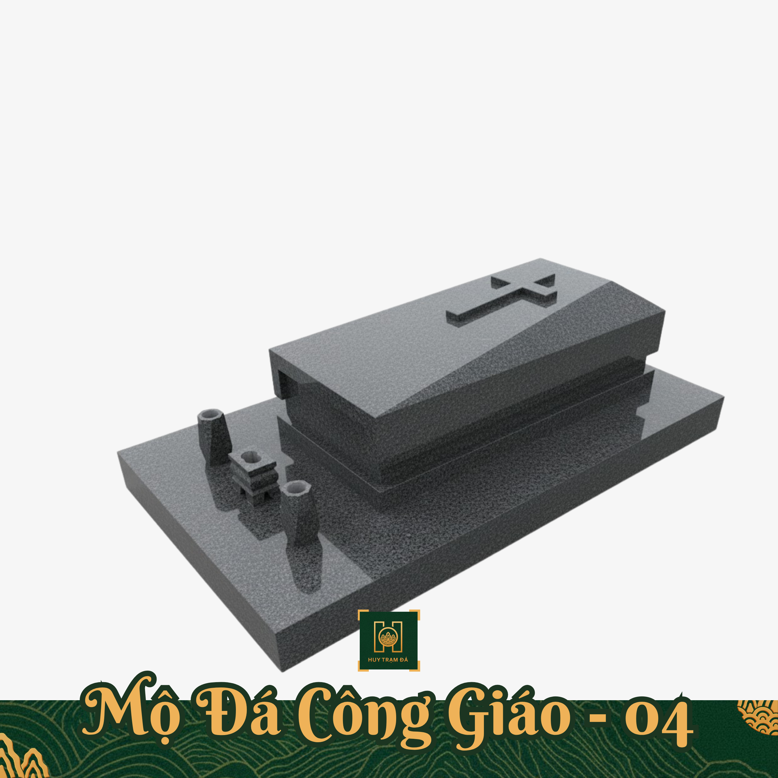 Mộ Đá Công Giáo Đá Granit MD17 - Lăng Mộ Đá Thanh Hóa