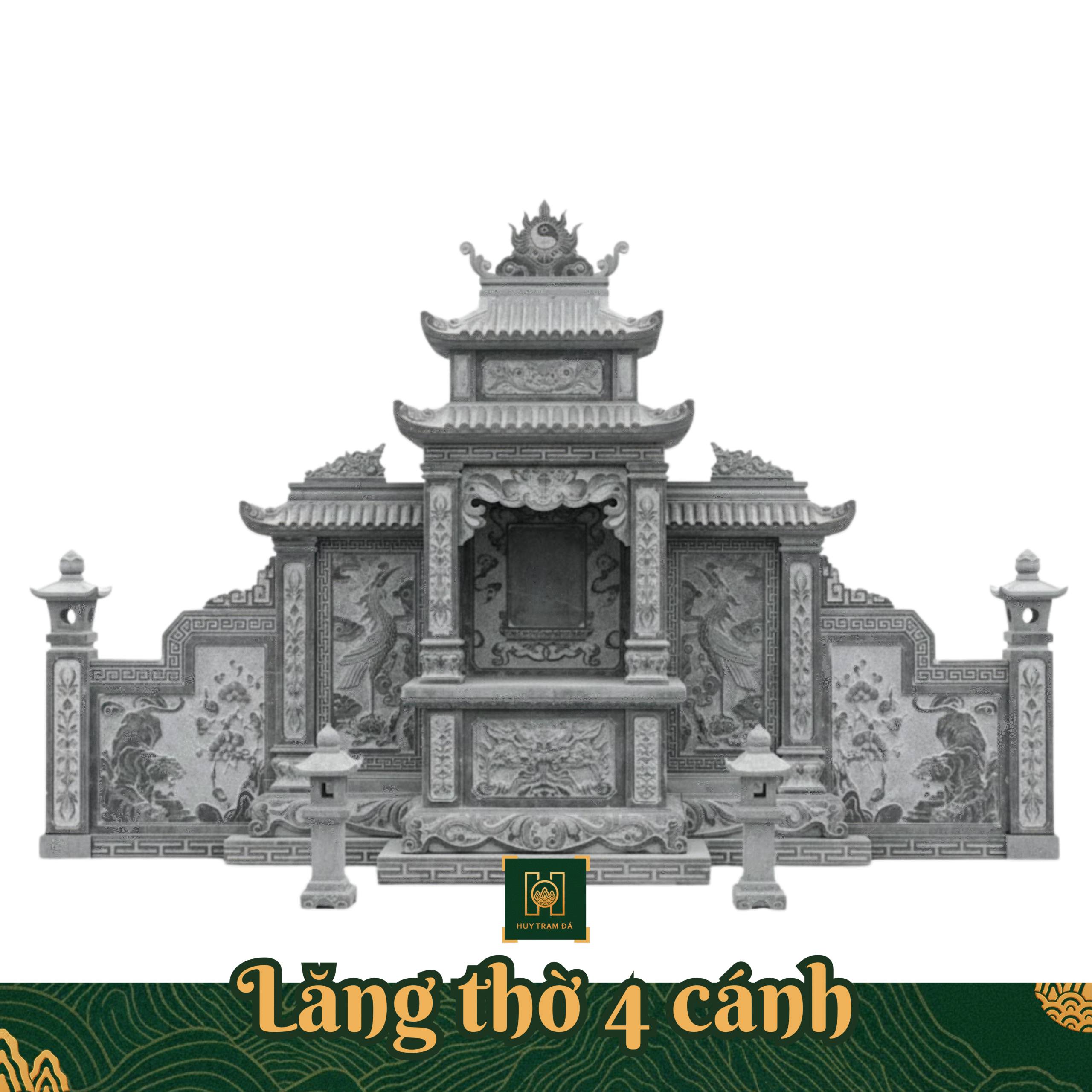 Báo Giá Lăng Mộ Đá Thi Công Trọn Gói Tại Hà Tĩnh - Lăng Thờ Đá 4 Cánh