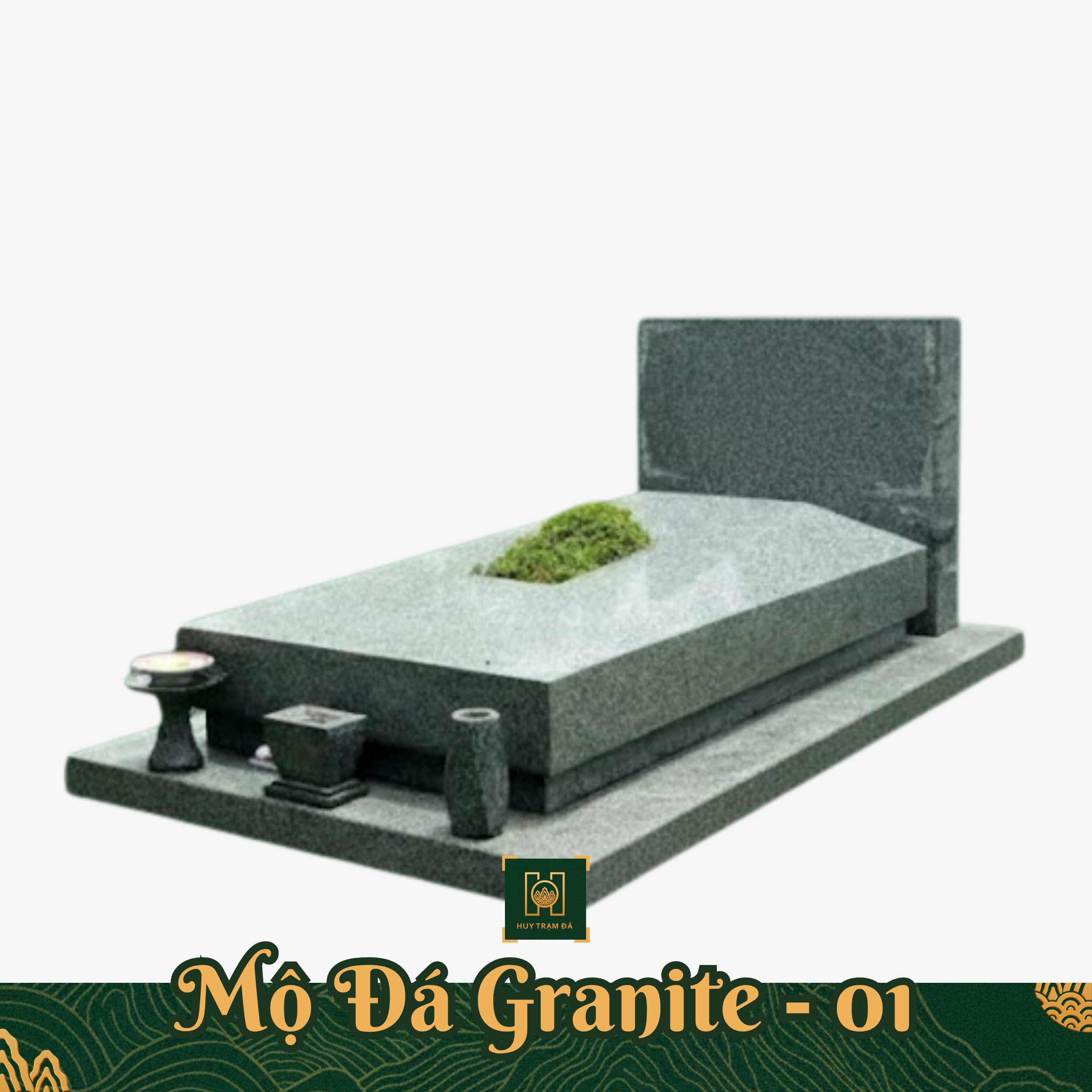 Mộ Đá Nguyên Khối Có Bia Granite MD20 - Huy Trạm Đá - Lăng Mộ Đá