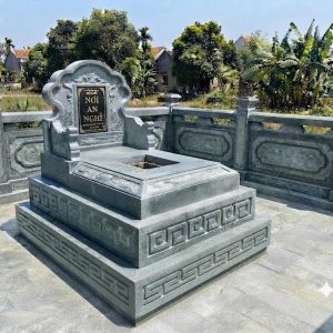 Mẫu Mộ Đá Tam Cấp Nguyên Khối Đá Xanh Rêu - Mộ Đá Ngai Tam Cấp Xanh Rêu Thanh Hóa